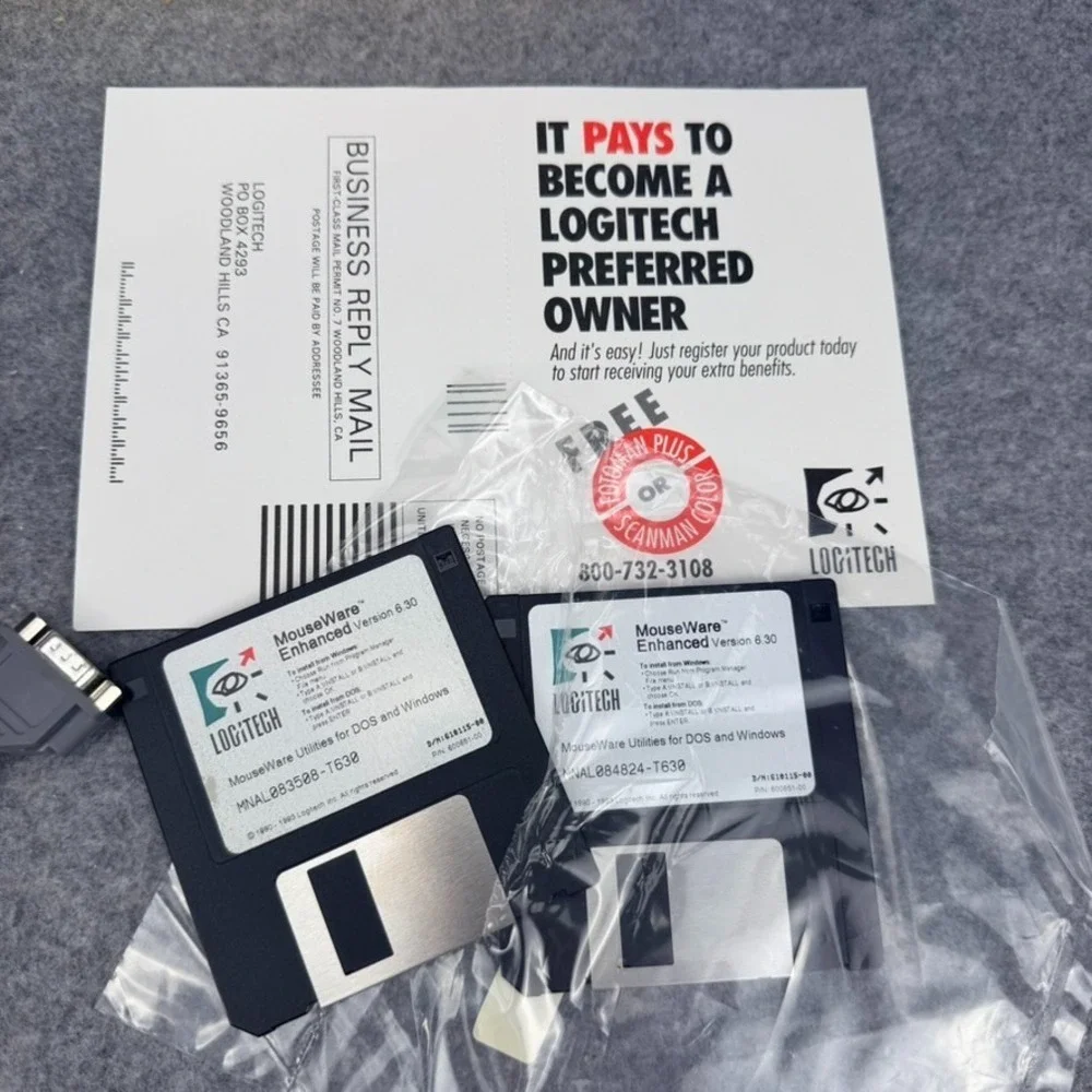 Vintage Logitech Model 1163 MouseMan Cordless Computer Mouse Complete